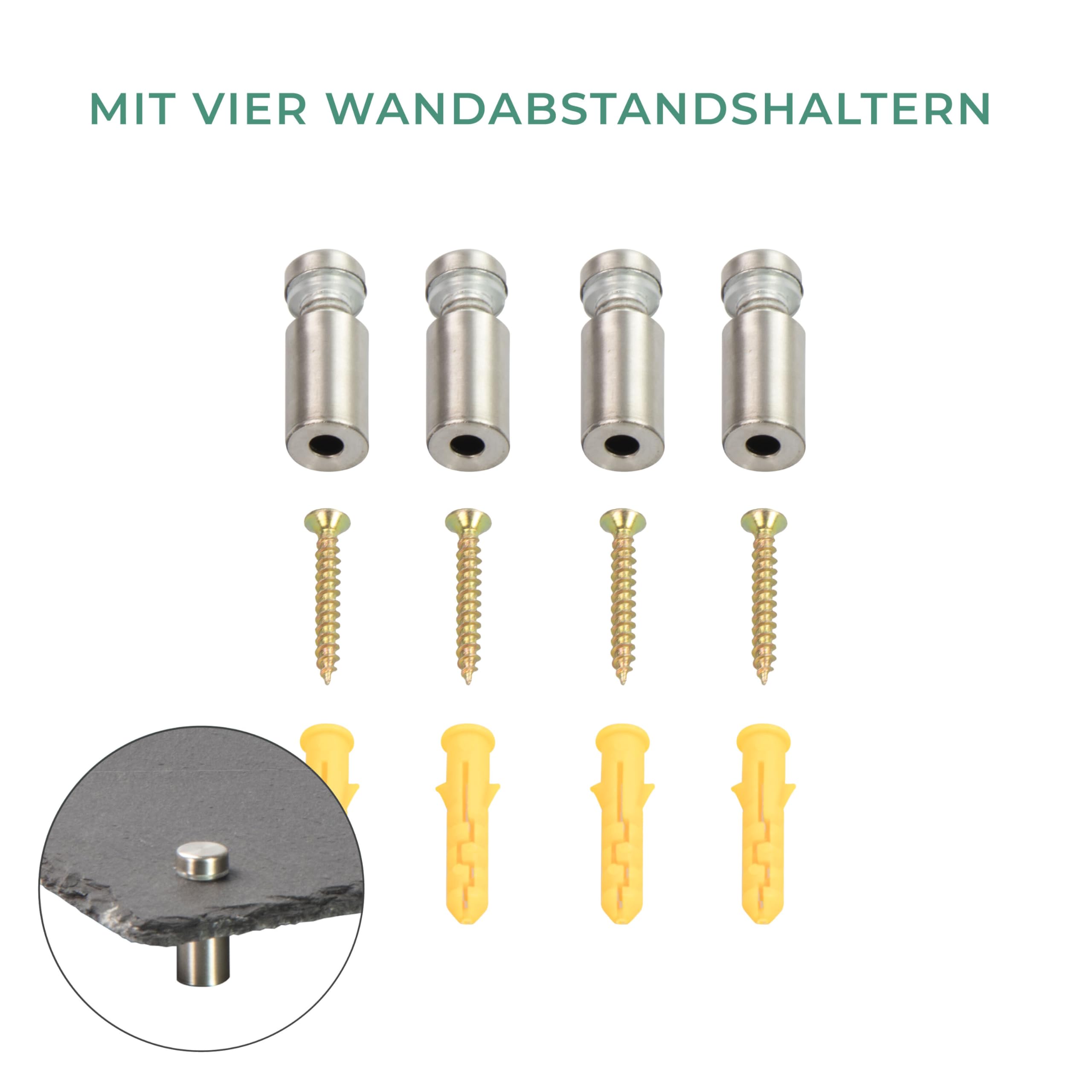 LAUBLUST Türschild Aus Schiefer – Personalisiert Mit Namen & Hausnummer, 3 Größen, Wetterfest, Inkl. 4 Halter
