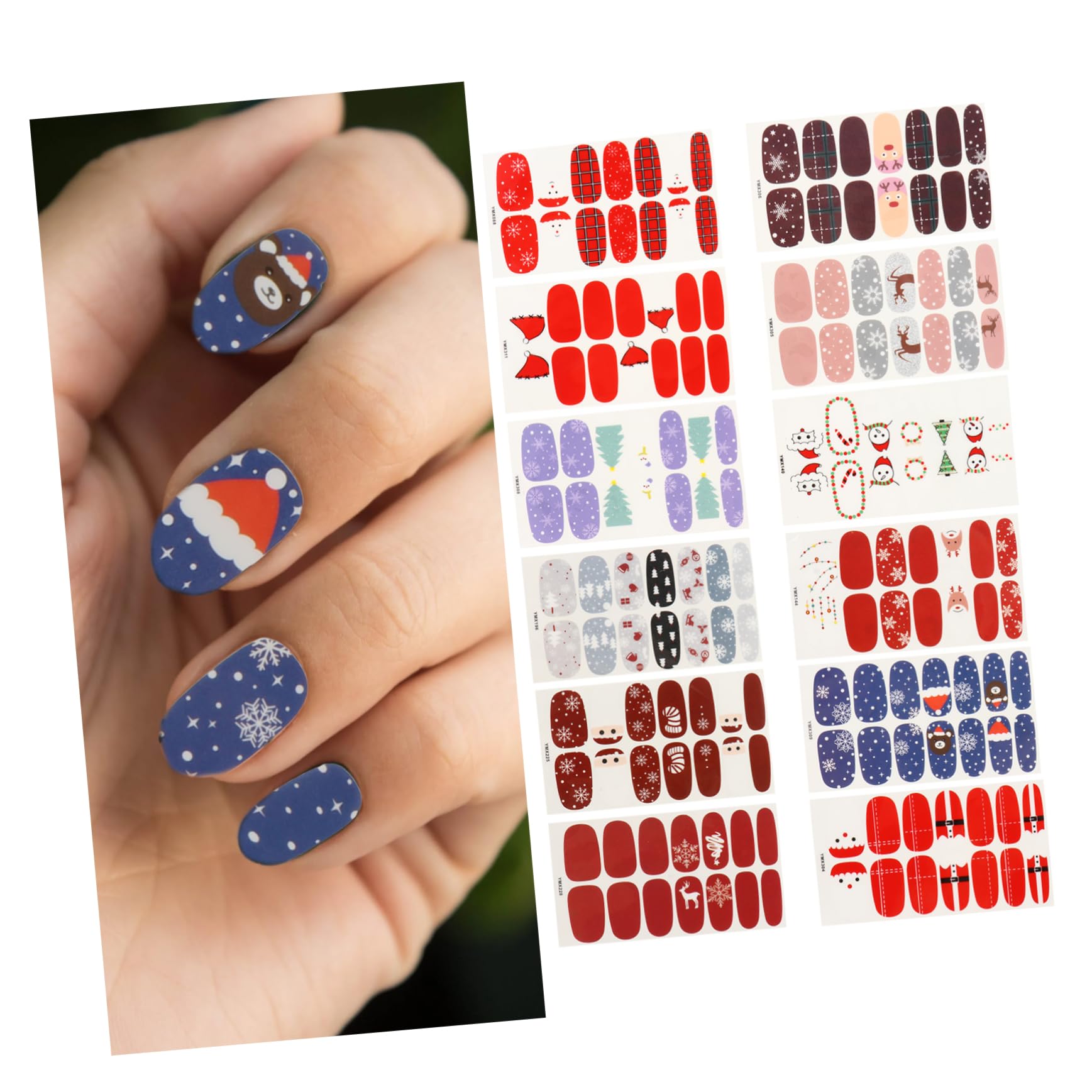 FRCOLOR 2 Set Adesivi Per Unghie Natalizi Adesivi Unghie Natale Per ie Natale Per Smalto Natalizi Decorazioni Per ie Adesivo Per ie Carta 15 Fogli * 2