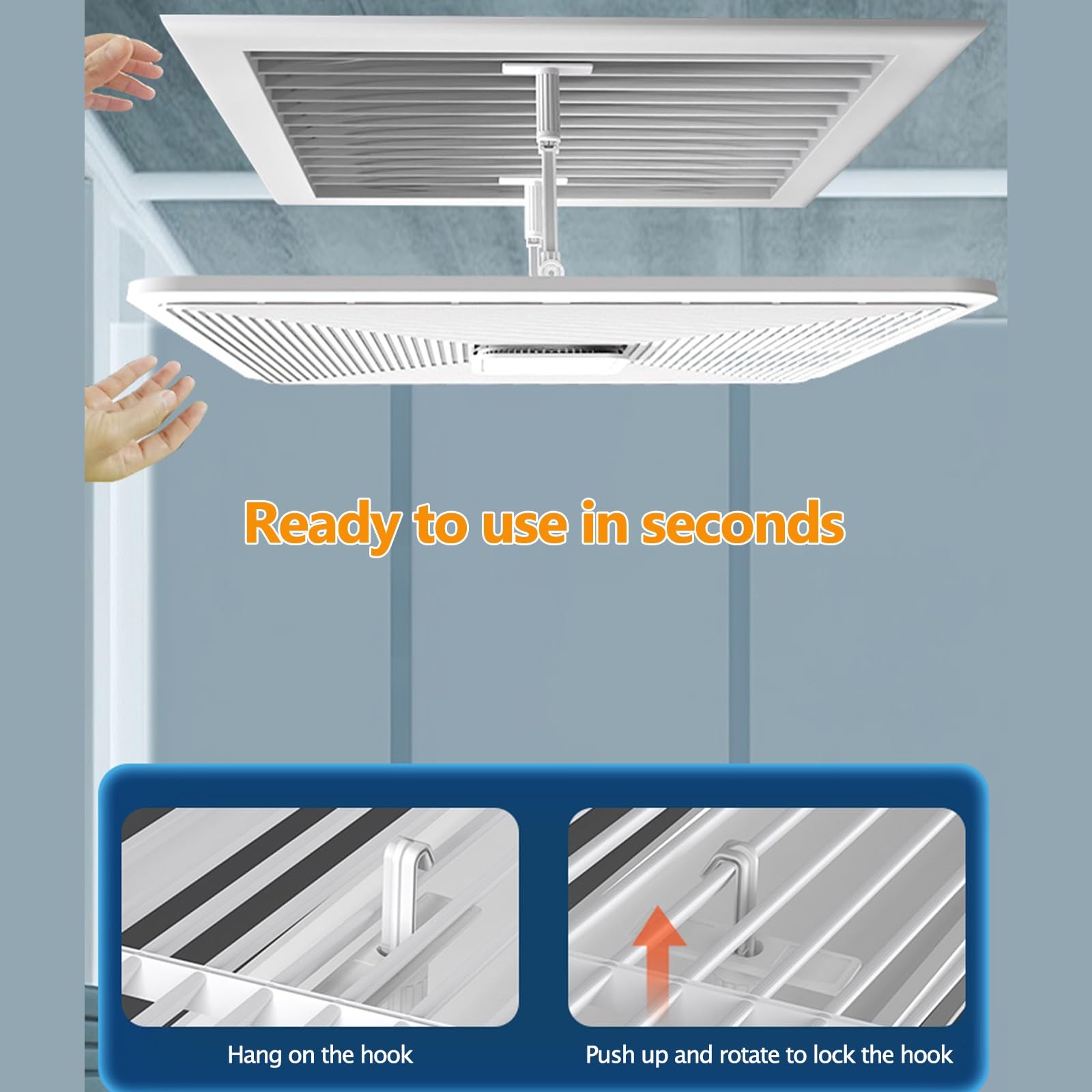 Deflettore Condizionatore, Deflettore Regolabile per Climatizzatore con Supporto, Anti-diretto, Deflettore Dell'aria per Bocchette a Soffitto(60cm/23.6in)
