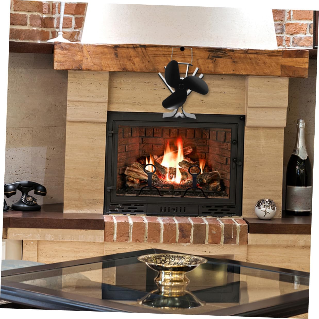 Alasum 4 Vane Heat Powered Stove Fan 3-blade Thermal Fireplace Fan for Efficient Heat Distribution in Home Heating Systems