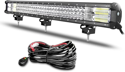 Willpower Barra de luz LED de 28 pulgadas de 396 W con arnés de cableado, haz combinado de inundación puntual, lámparas de trabajo antiniebla, luces