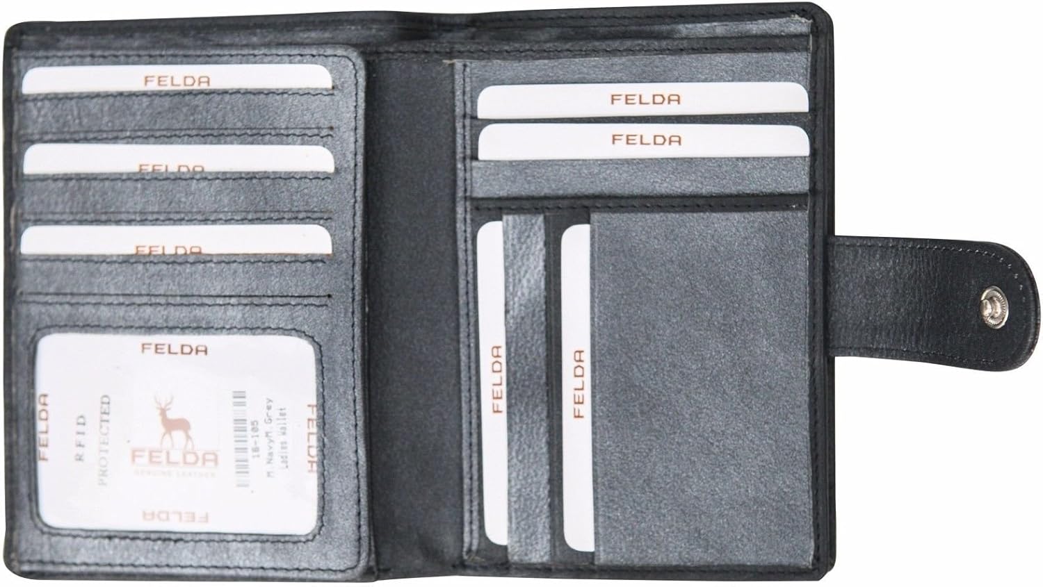 Cartera Mujer Bloqueo RFID Cartera Mujer Felda Con Protección RFID - 14 Ranuras Para Tarjetas, Portamonedas, Cuero Auténtico Gris/multicolor Monedero 14 Ranuras Tarjetas