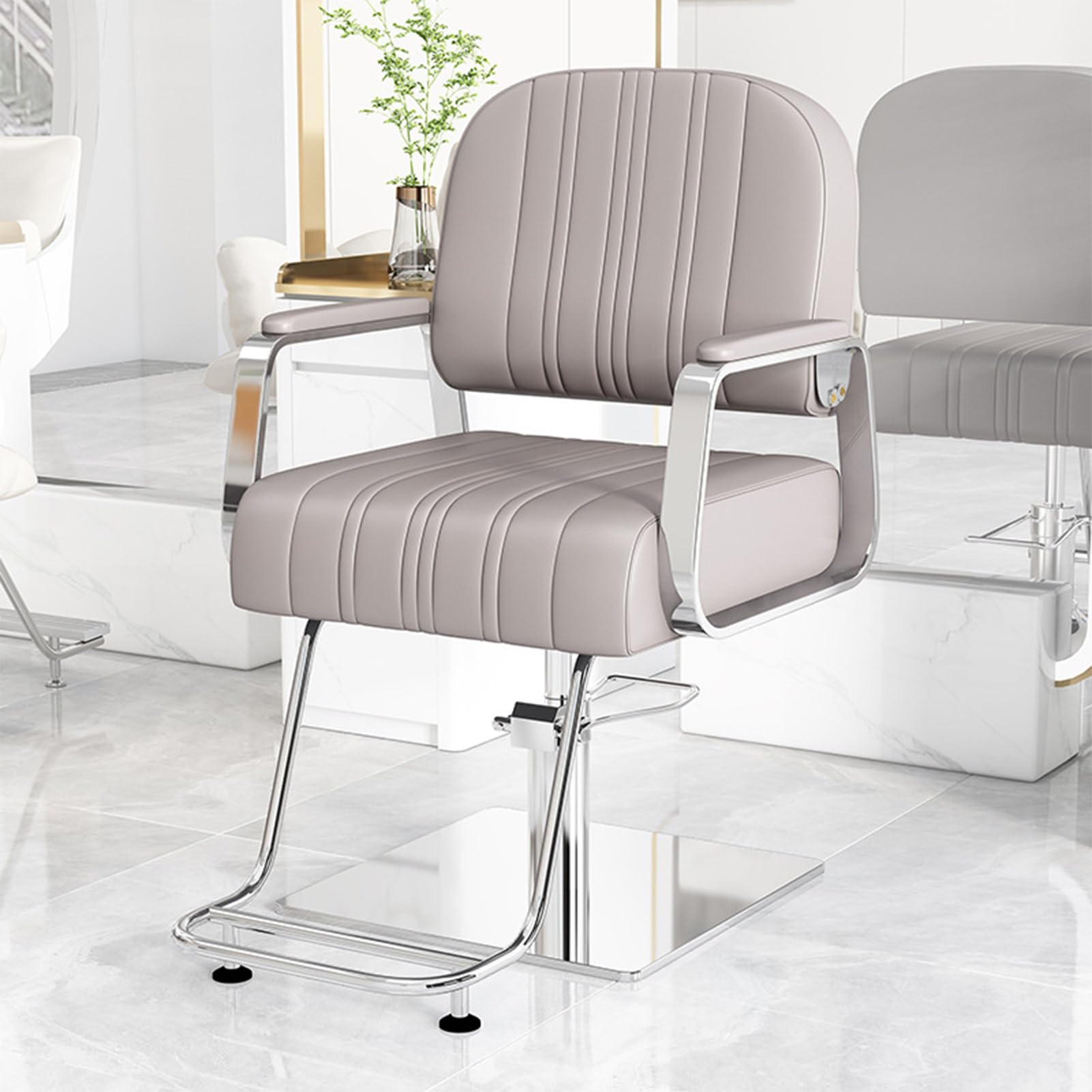 Sillón de barbería, sillón hidráulico para barbería y salón, Silla de peluquería de Alta Resistencia para salón de Belleza y SPA,Light Gray