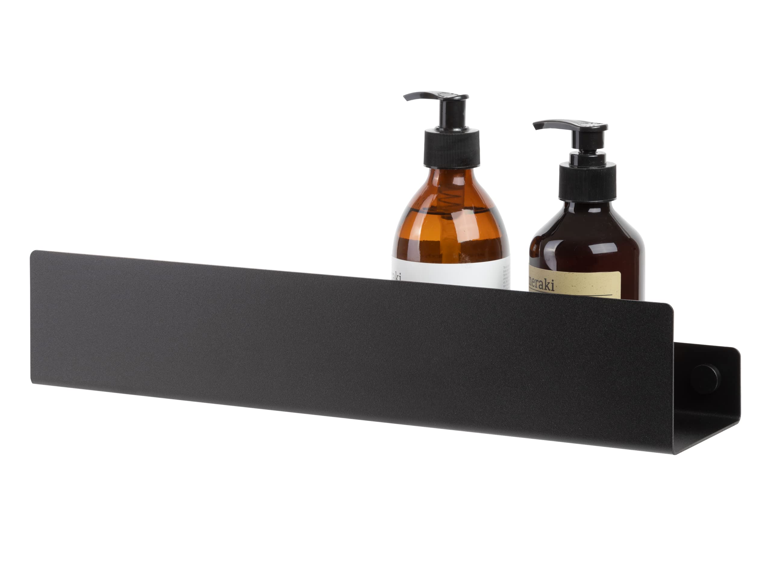 DABSTORY Mensola da Doccia Mensole Supporto per Accessori Bagno da Parete Impermeabile e Antiruggine Porta Shampoo Cosmetici Bagnoschiuma Opaco Organizzatore da Parete Nero 40cm