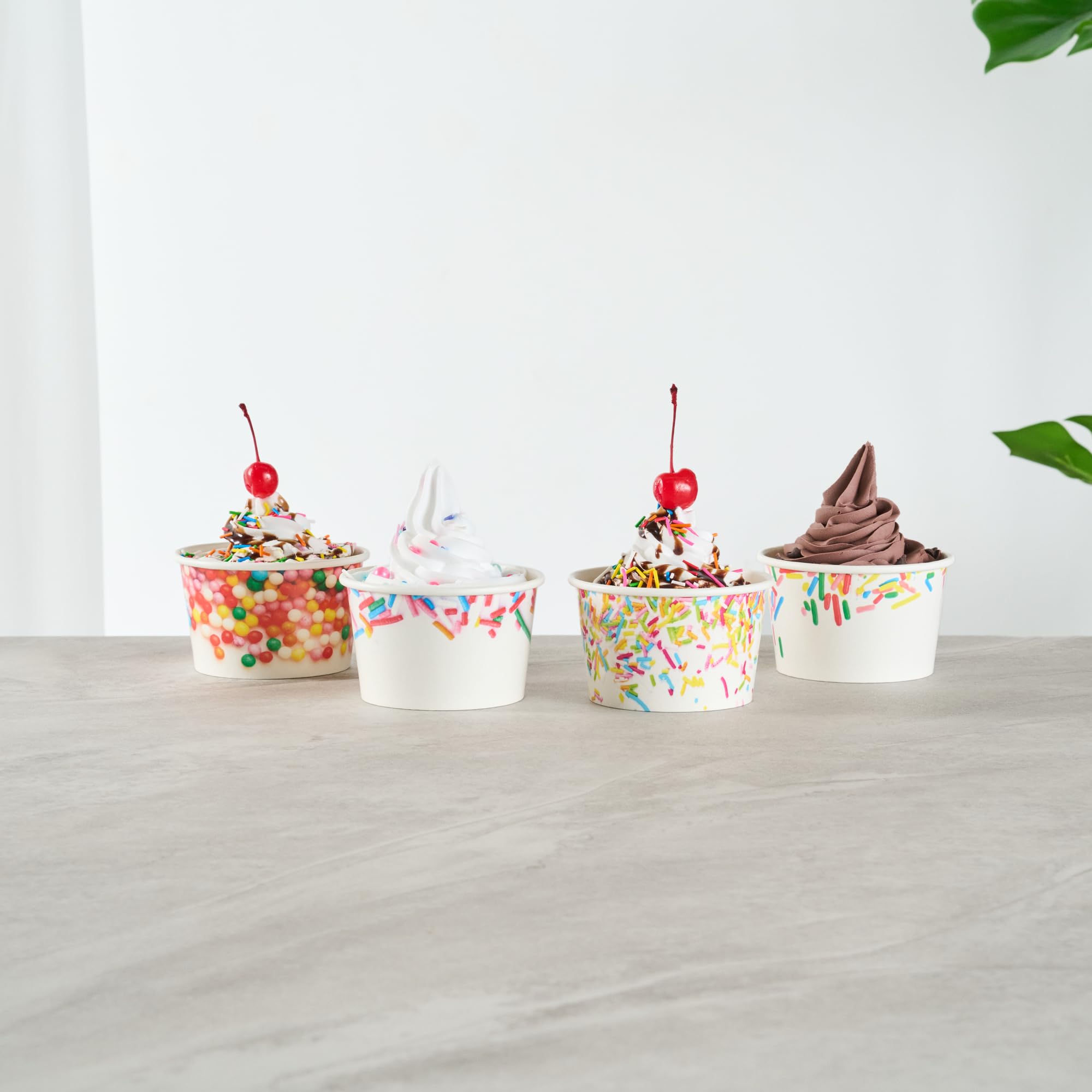 Restaurantware Eisbecher 200 Stück 226.8 g auslaufsichere Einweg-Dessertschale Frozen Joghurtbecher runder Papierbehälter für kalte und heiße Desserts