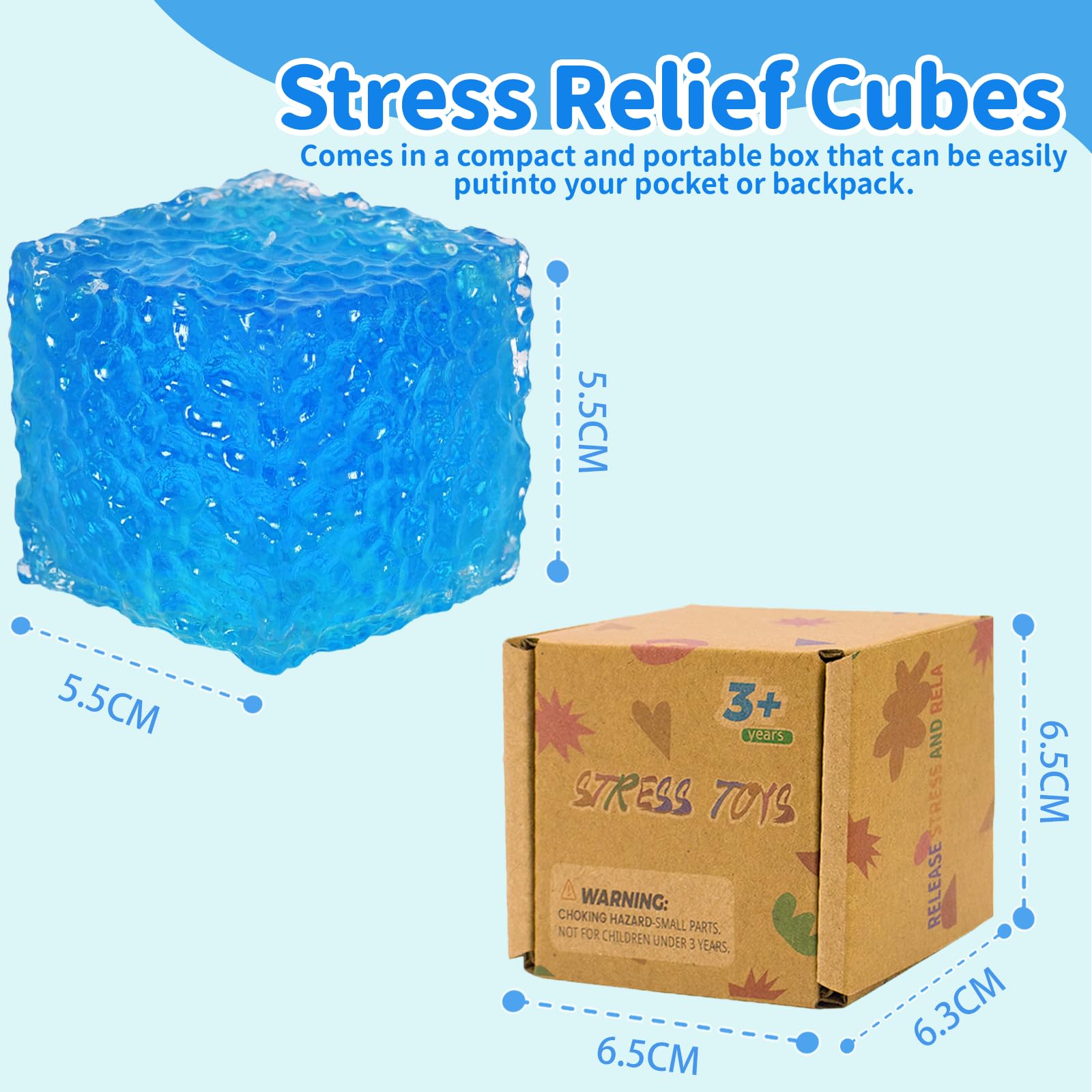 Graphinza Honeycomb Ice Cube Squishy Cubes, Durable Squeeze Toys Autism Stress Ball - Image 2