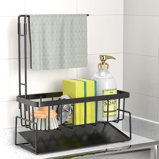 ViviDreamore Organizador de Fregadero Cocina, Soporte de Esponja | Organizador Fregadero con Autodrenante, Toallero, Paños Cocina, Baño Accesorios Acero Inoxidable resistente a la corrosión