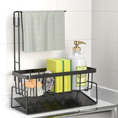 ViviDreamore Organizador de Fregadero Cocina, Soporte de Esponja | Organizador Fregadero con Autodrenante, Toallero, Paños Cocina, Baño Accesorios Acero Inoxidable resistente a la corrosión