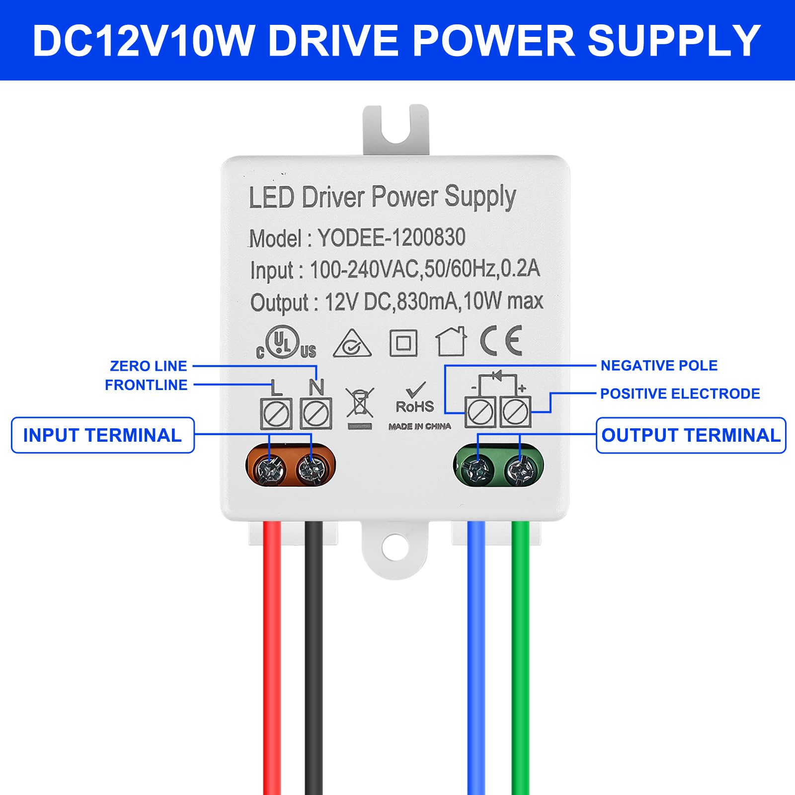 4 pezzi trasformatore LED 12 V/DC 10 W Mini, trasformatore 100 – 240 V tensione costante, alimentatore driver per luci e strisce, piccolo e piatto, senza requisiti di carico minimi