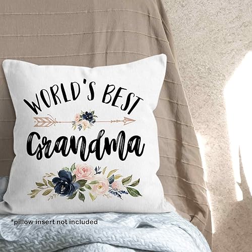 Miniatura 6 de World's Best Grandma Gifts - Funda de almohada de 18 x 18 pulgadas, funda de almohada de cumpleaños para abuela, decoración cuadrada para el hogar,