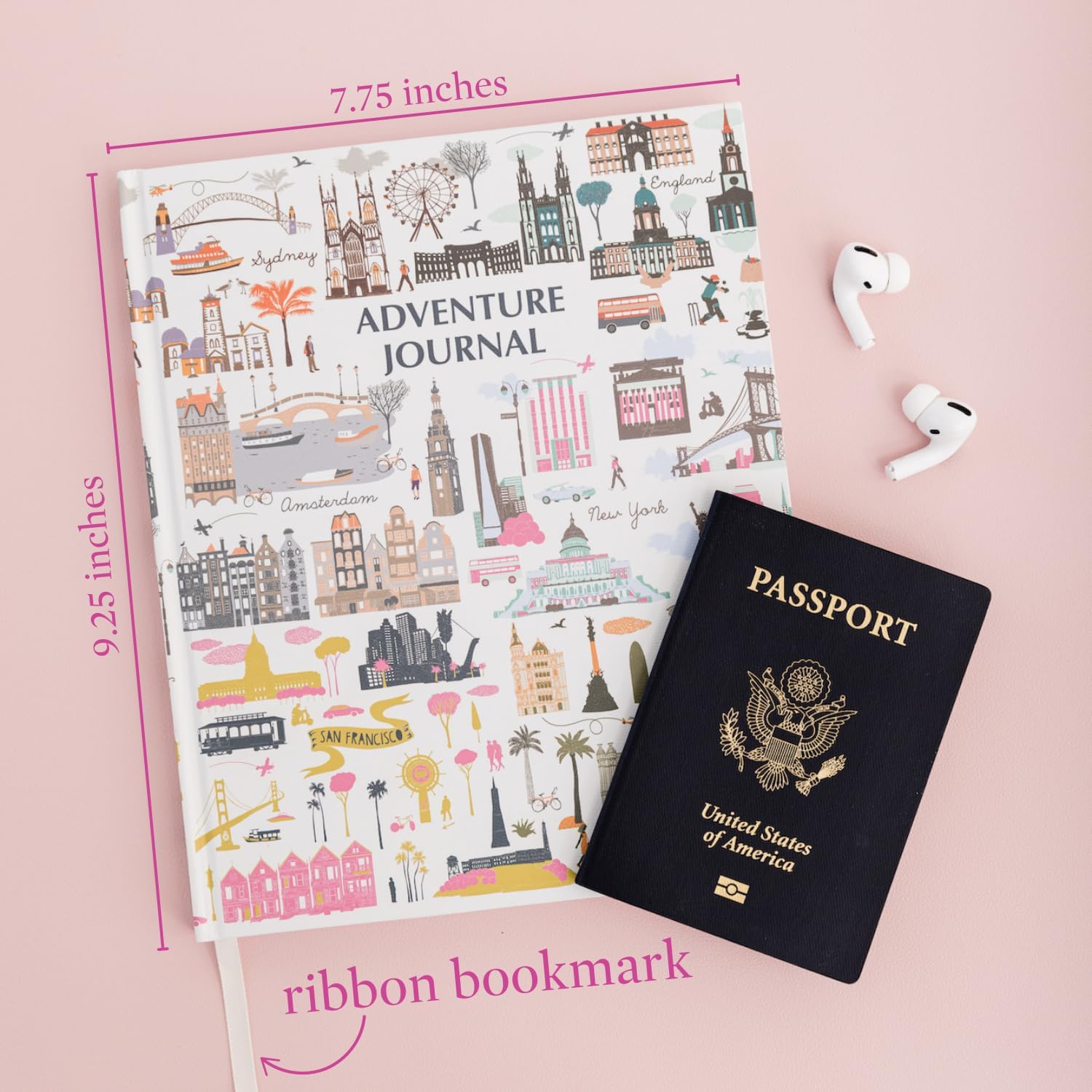 Steel Mill & Co Travel Journal for 14 Different Trips, Hardcover Travel Diary and Travel Notebook, Adventure Memory Book, Guided Travel Scrapbook to Record Memories and Keepsakes, City Icons