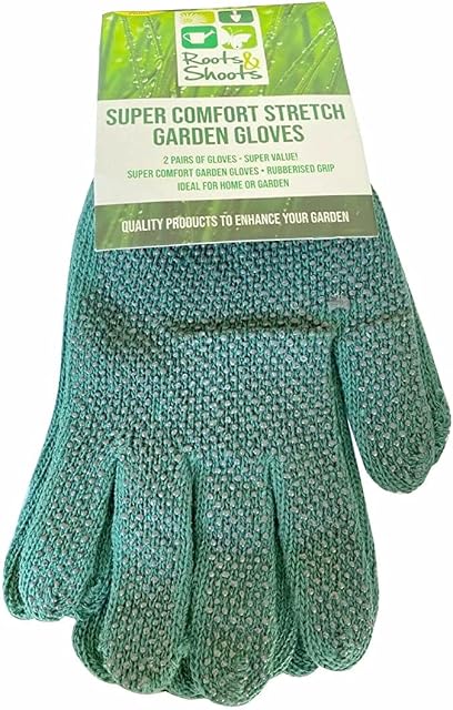 MYCAMBAY Non-Slip Garden Gloves Pair of 2 Latex Textured Coated Gardening Gloves Water Resistant Outdoor Protective Work Gloves One Size Fits Most Adults Unisex, Green