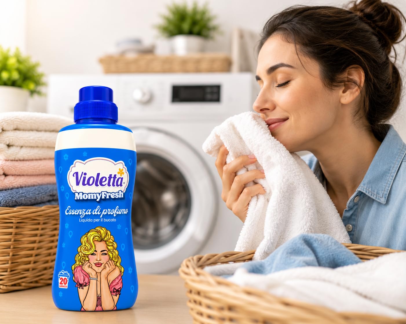 Profumo per Bucato, Momy Fresh – Profumatore Concentrato per Lavatrice, Fragranza Fresca e Pulita, Fino a 20 Lavaggi, Profumo Persistente per Tessuti, Biancheria e Abbigliamento - 6 Unita da 400ml