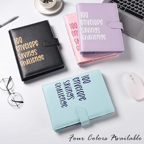 Miniatura 7 de Carpeta de presupuesto de 100 sobres para ahorro de desafío de presupuesto, libro para una manera fácil y divertida de ahorrar $5050 dólares.-BL
