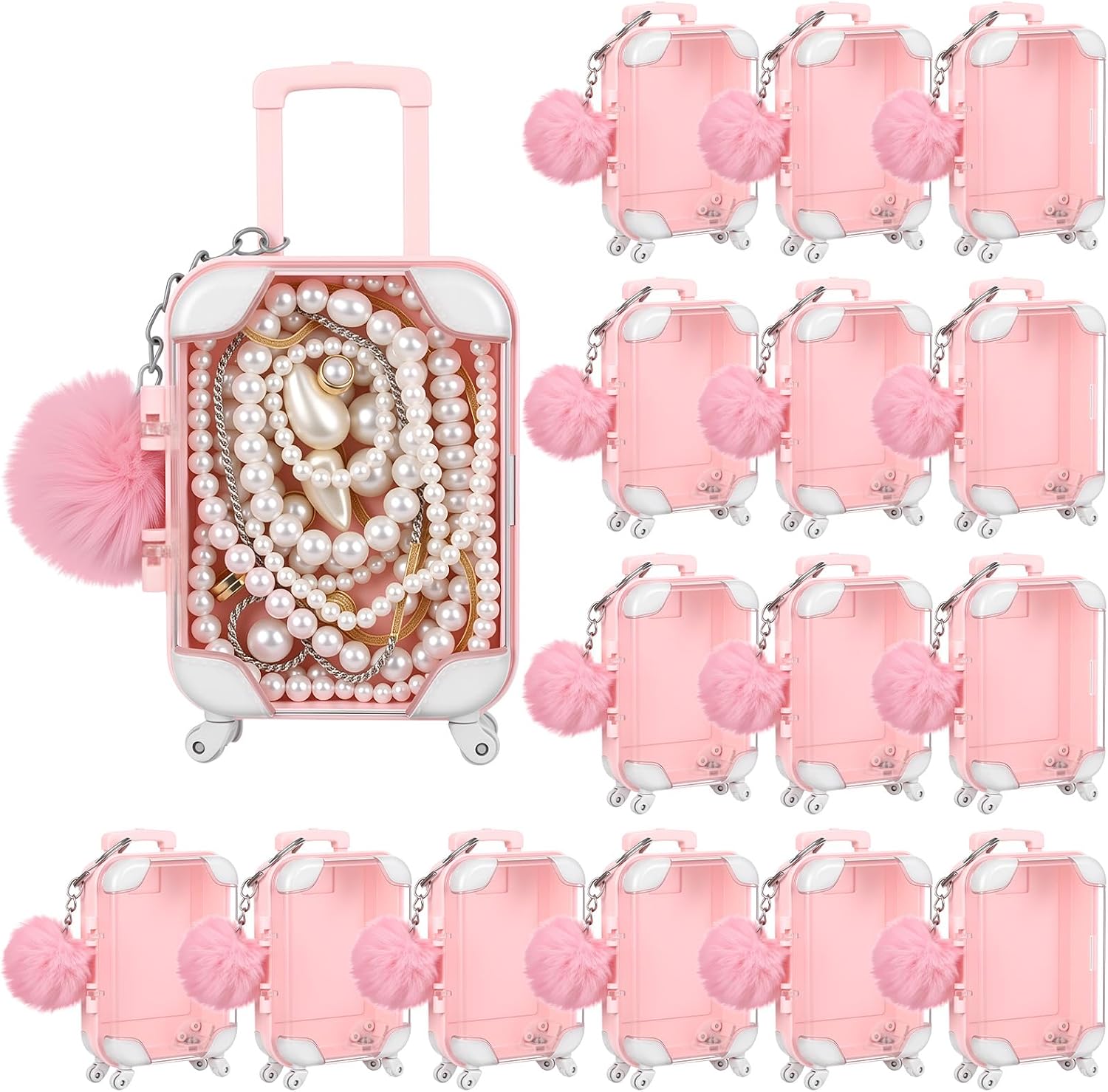 Fiwochic 30 Pcs Mini Suitcase Favor Boxes, Pink