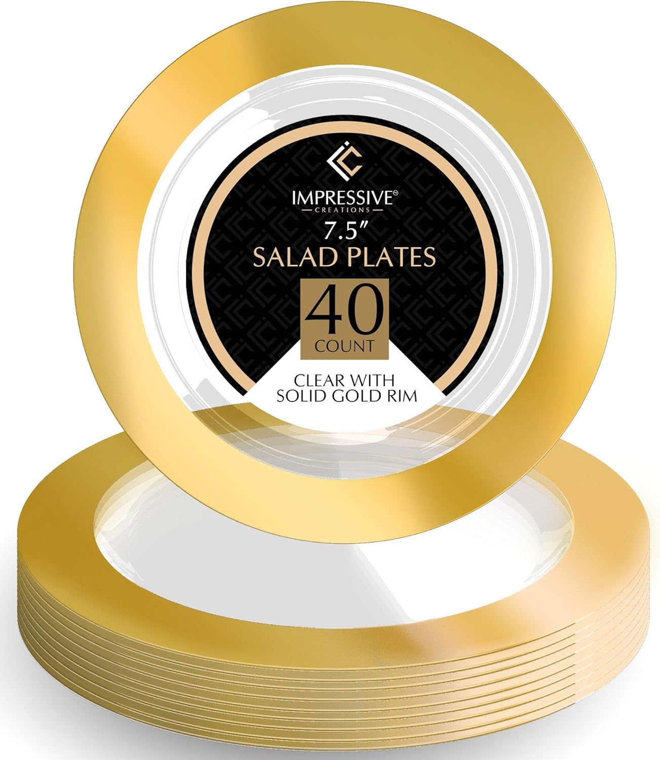 Disposable Clear Plastic Plates A A A Choice 40 7 Rim Thick Gold Pack