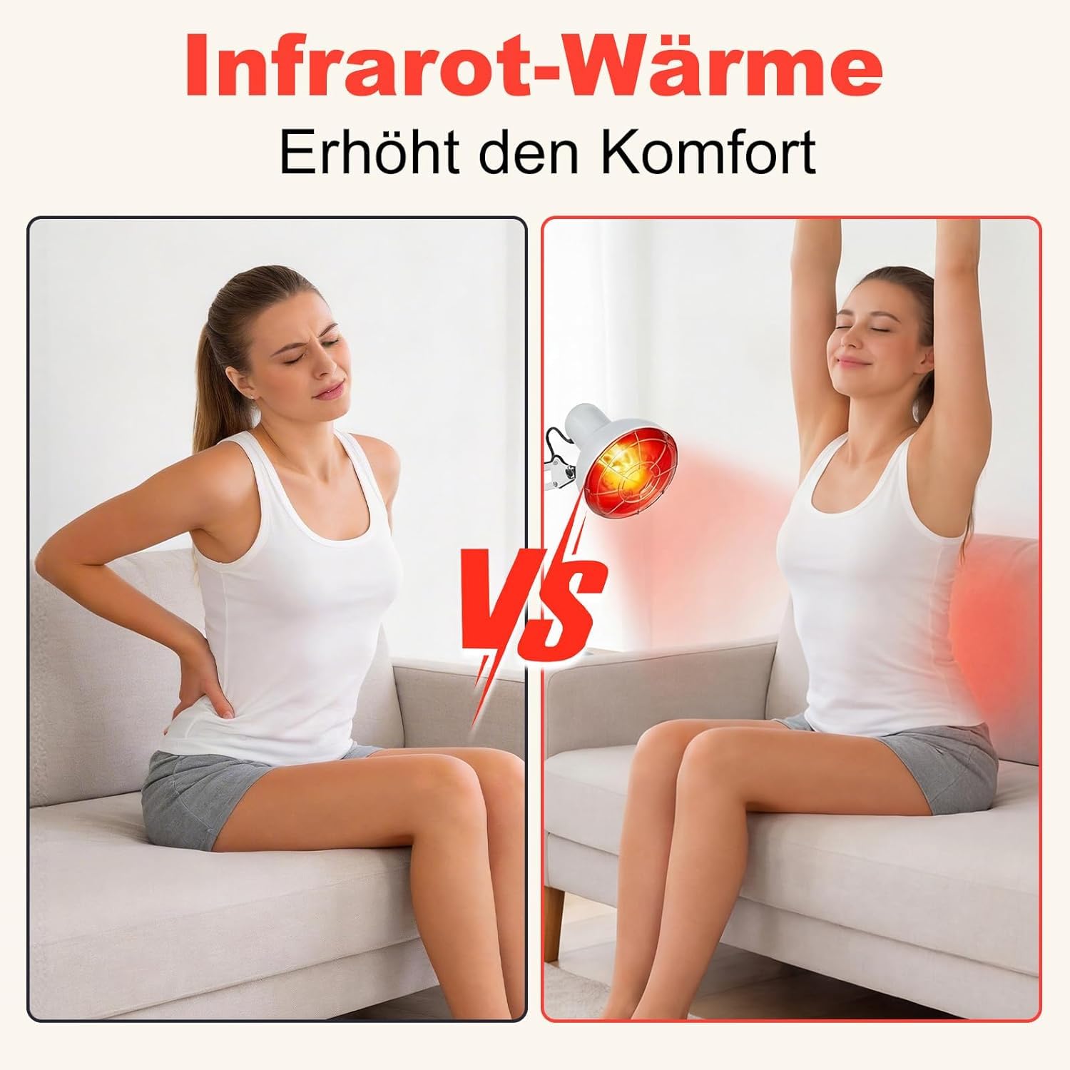 150-Watt-Rotlichtlampe Für Den Hausgebrauch Mit Timer-Funktion Und Einstellbarer Temperatur – Weiß