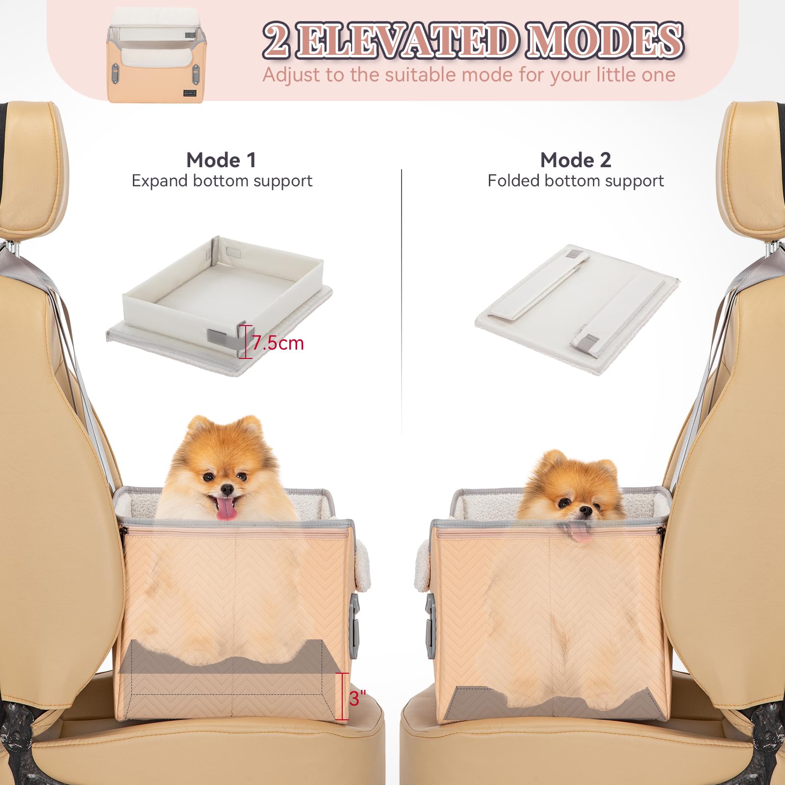 Panier Chien Voiture Siège D'auto Pour Chiens De Petite Et Moyenne Taille, Siège Rehausseur Pour Chien, Siège De Voiture Amovible Et Lavable Pour Chiens Jusqu'à 15,9 Kg, Lit De Voyage Pour Chiens