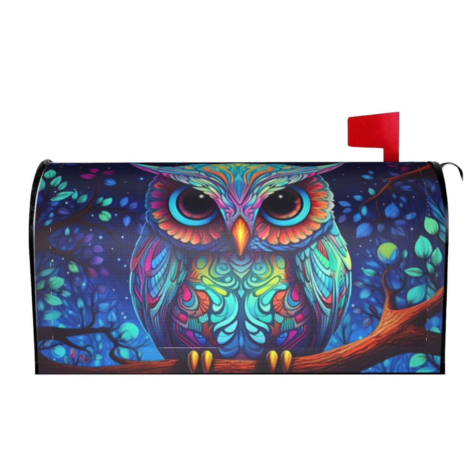 Colorful Owl 01 Mailbox Covers Magnetic Wraps Post Letter Box Cover Garden Home Decor