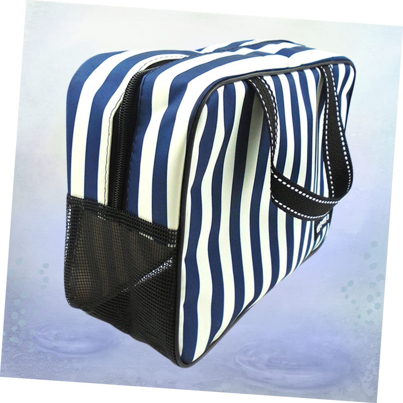 Mipcase 2pezzi Borsa Da Bagno Strisce Blu e Bianche Borsa Cosmetica Portatile Con Capacità Per Accessori Da e Organizer Per Bagno Per Viaggi e Fitness