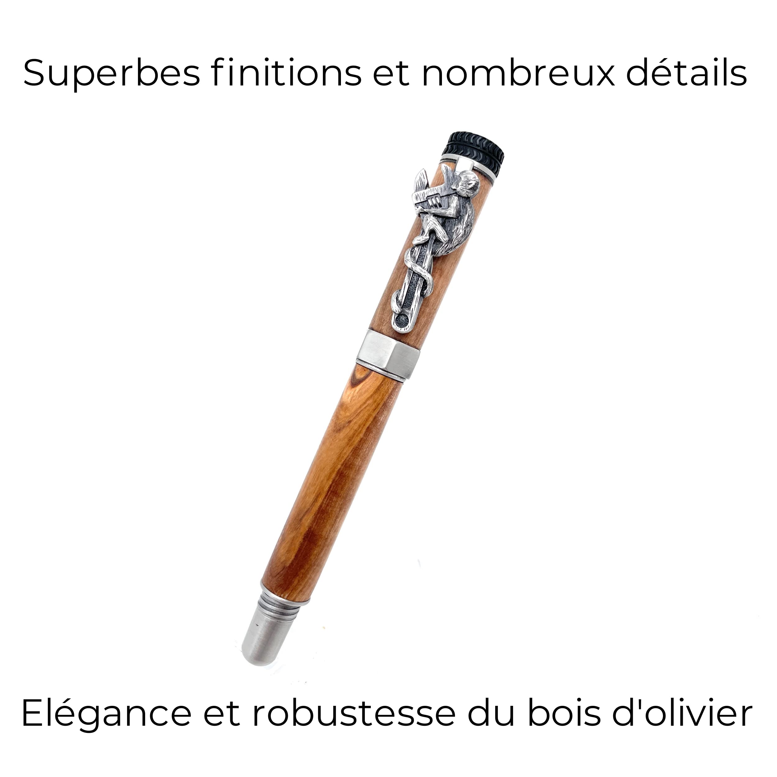 Bolígrafo personalizado MECÁNICO de madera con nombre nombre texto grabado láser personalizable idea original y única artesanal hecho a mano caja de regalo para hombre y mujer