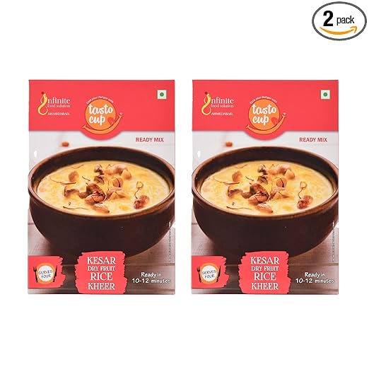 TastoCup Instant Rice Kheer Mix | Kesar Dryfruit Rice Kheer | Pack of 2, 175 gms each | Ready to Eat Kheer Mix | Indian Dessert Mix | Quick & Easy