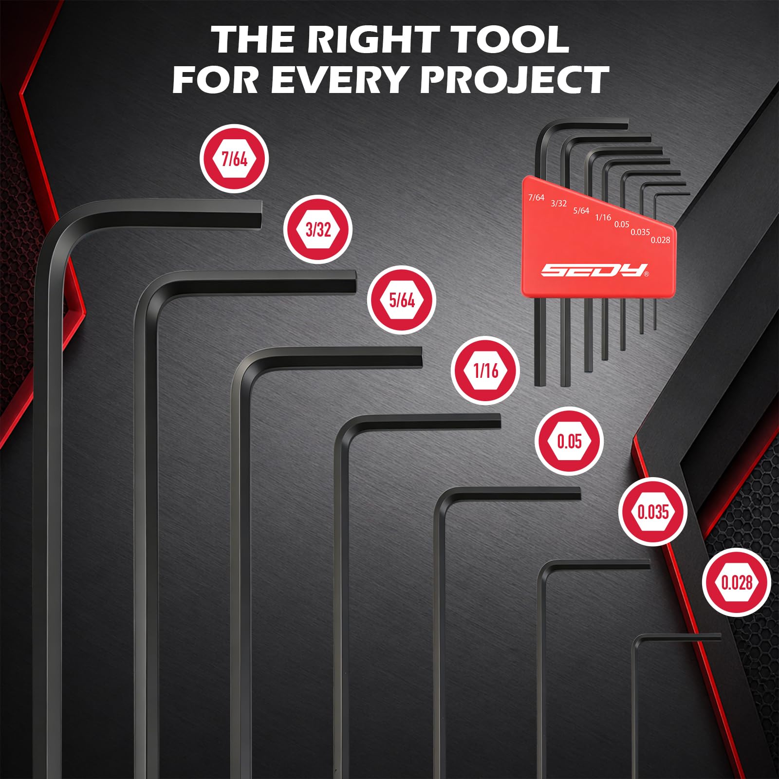 SEDY 22-Piece Mini Hex Key Set - Metric, SAE, Torx -3