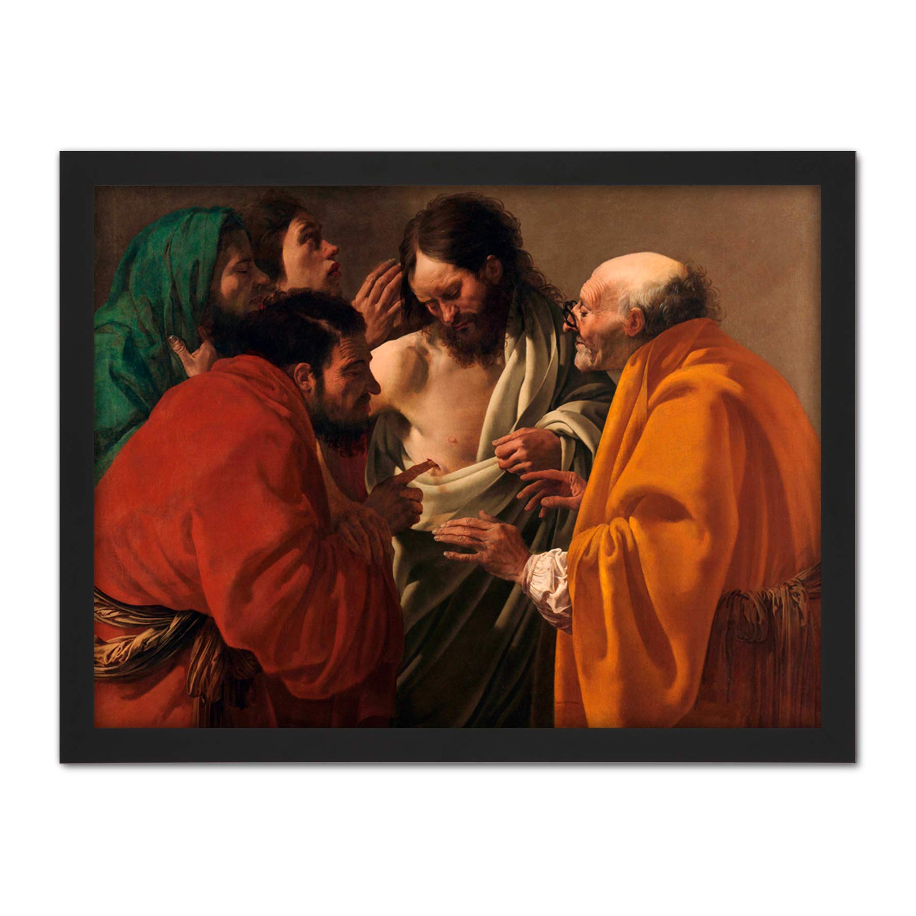 Artery8 Ter Brugghen The Incredulity Of Thomas Painting Artwork Framed Wall Art Print 18X24 Inch