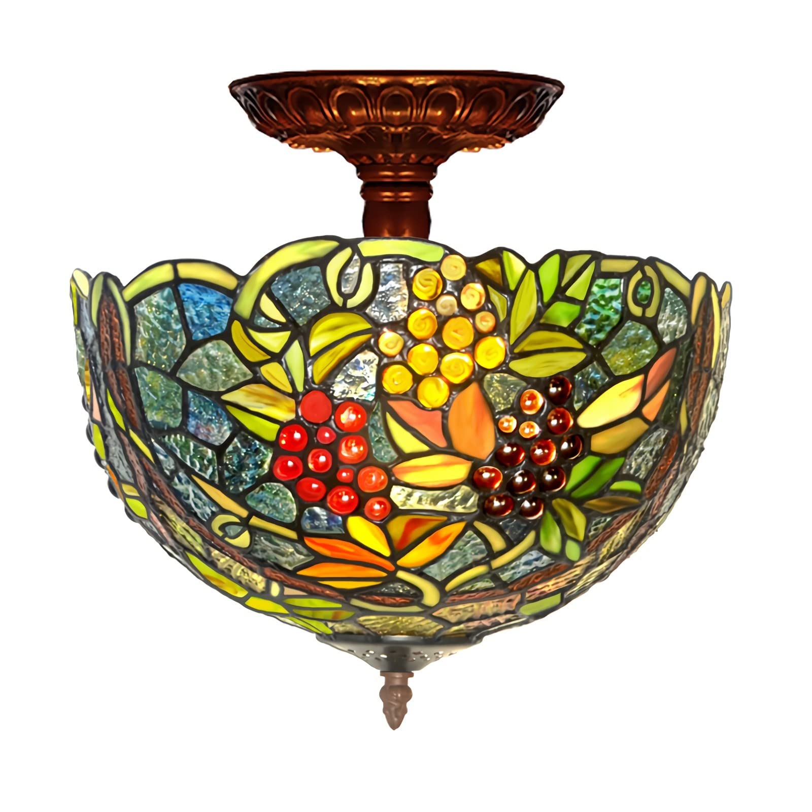 Plafonnier Tiffany Raisin, le luminaire victorien semi-encastré pour éclairer un couloir sombre