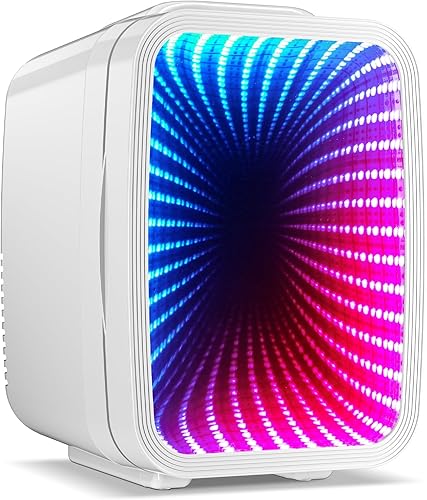 Mini nevera, refrigerador pequeño de 4 litros6 latas con luz LED regulable, enfriador termoeléctrico portátil ACDC y calentador para juegos mini