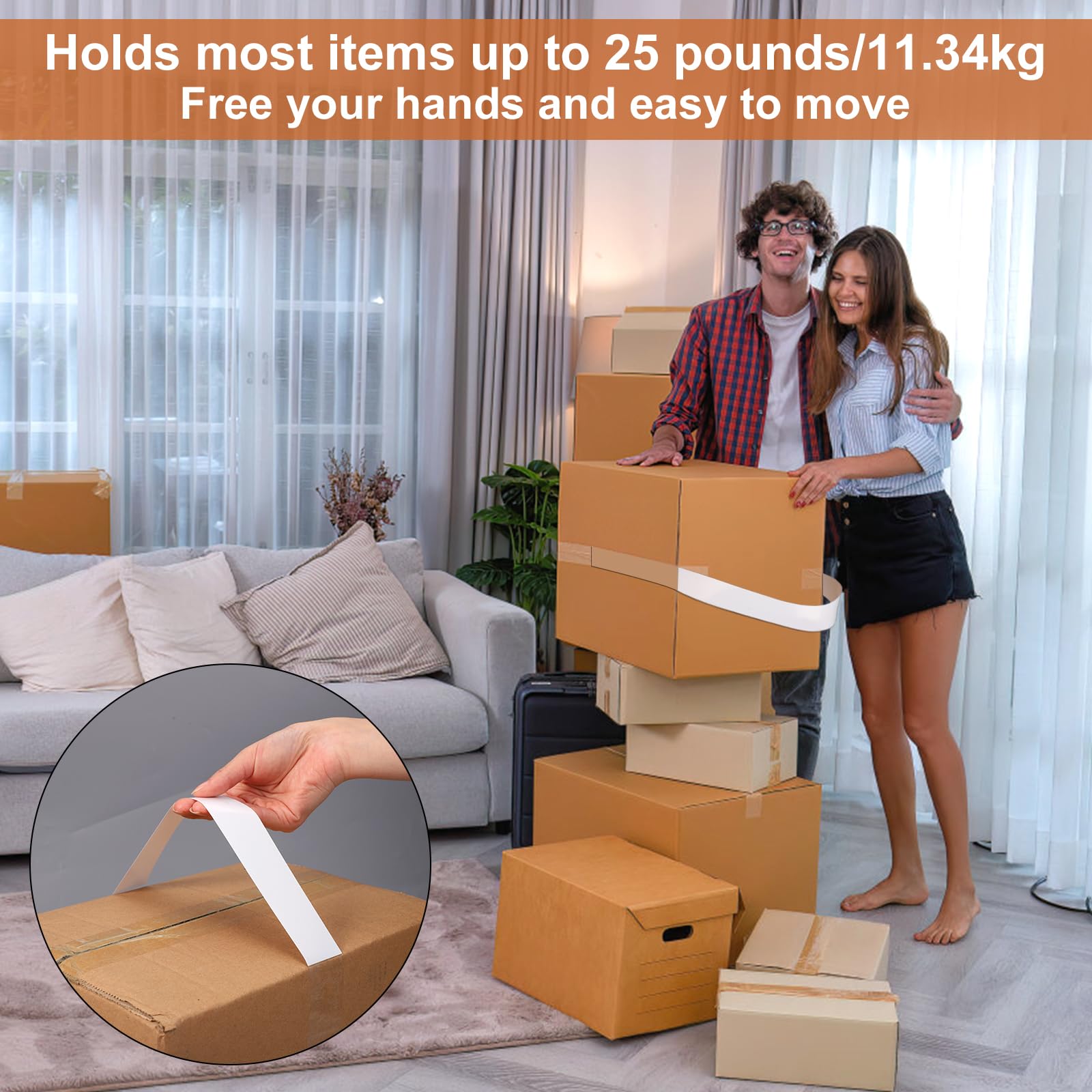 120 Pezzi Maniglia per il Trasporto Adesiva, Box Adhesive Carry Handle Cinghie per Scatole per il Trasporto di Scatole di Sollevamento in Movimento, Carico di Trasporto Fino a 11,34 kg