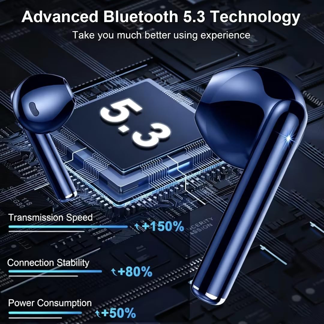 Ecouteurs Bluetooth sans Fil, Écouteurs Bluetooth 5.3, Casque B luetooth HiFi Stéréo, Ecouteurs sans Fil ENC Antibruit Mic, 40H Oreillette B luetooth avec Écran LED, IP7 Étanche pour iOS Android
