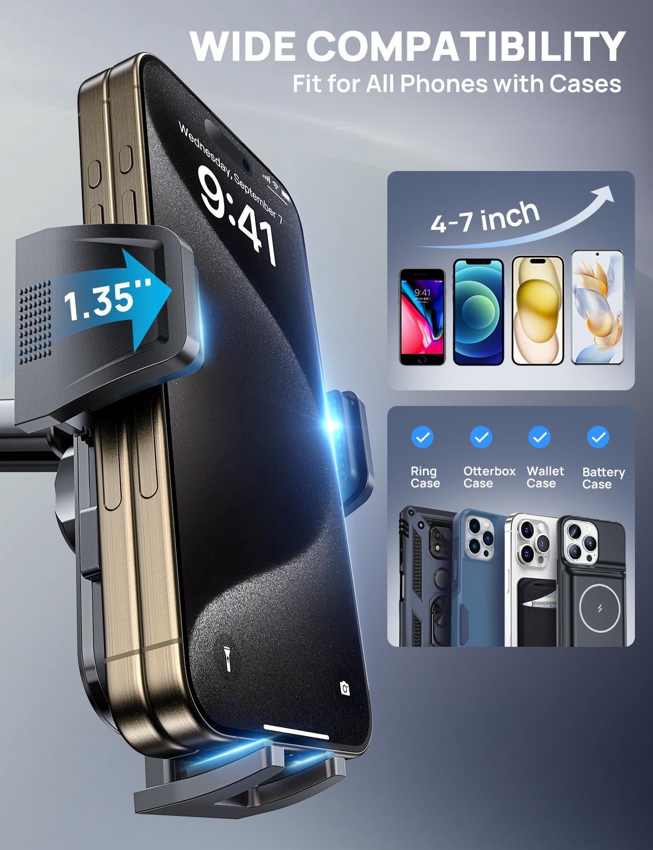 2026 Nuov Supporto Telefono Auto Cruscotto, Robusti Porta Cellulare Auto Ventosa Parabrezza, Silicone Antiscivolo Girevole 360° Porta Telefono Auto Universale Per iPhone Samsung Xiaomi Smartphones