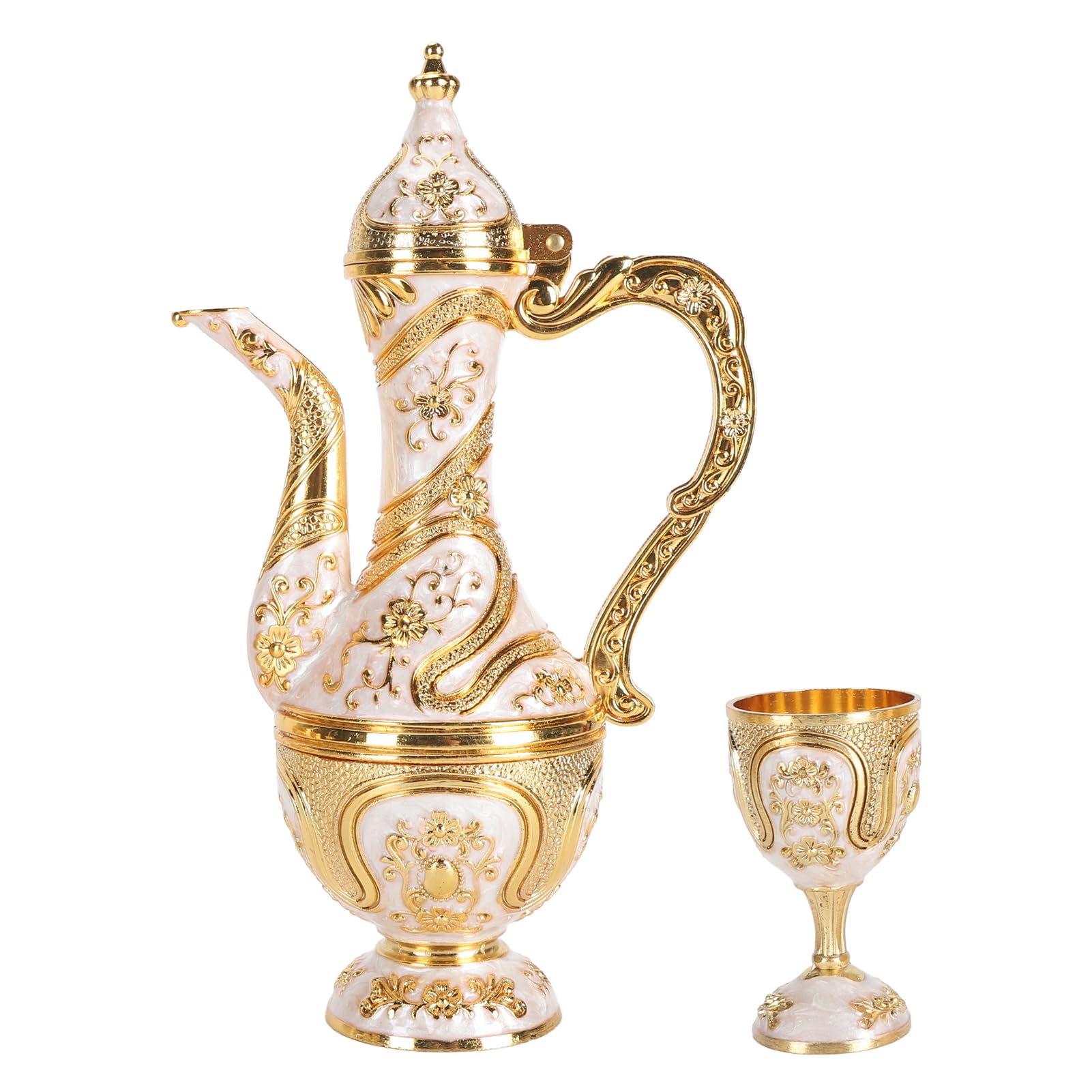 Vintage Turecki Zestaw do Herbaty, Elegancki Turecki Zestaw Dzbanków do Kawy z rękodzielniczą tacą na herbatę do Wystroju Domu, Zestaw Filiżanek z Dzbankiem na herbatę ze Stopu
