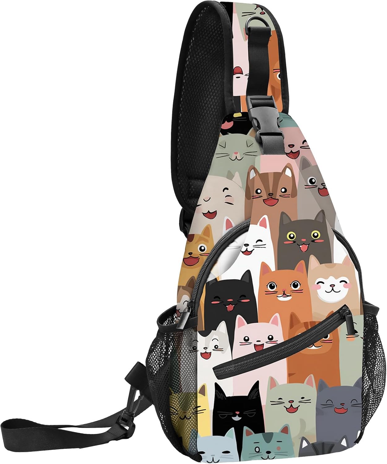 FyLybois Cat Sling Bag for Women Crossbody Backpack Lightweight Chest Daypack Fashion Shoulder Bags for Travel Hiking Biking