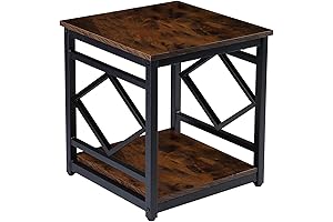 HODGSON End Table With Storage, 18x18 Inch Industrial Side Table