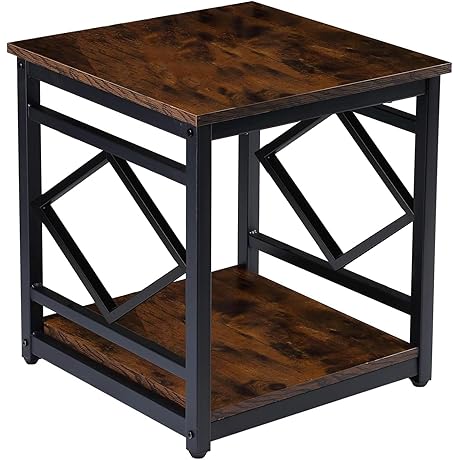 HODGSON End Table With Storage, 18x18 Inch Industrial Side Table