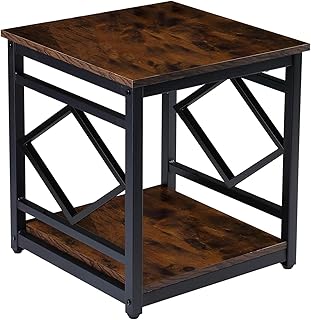 HODGSON Mini Fridge Stand Table with Large Capacity Storage, 18” Rustic Industrial End Table Side Table with 2-Tier for Beverage, Refrigerator, Dorm, Apartment,Office, Bedroom Corner