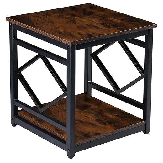 HODGSON Mini Fridge Stand Table with Large Capacity Storage, 18” Rustic Industrial End Table Side Table with 2-Tier for Beverage, Refrigerator, Dorm, Apartment,Office, Bedroom Corner