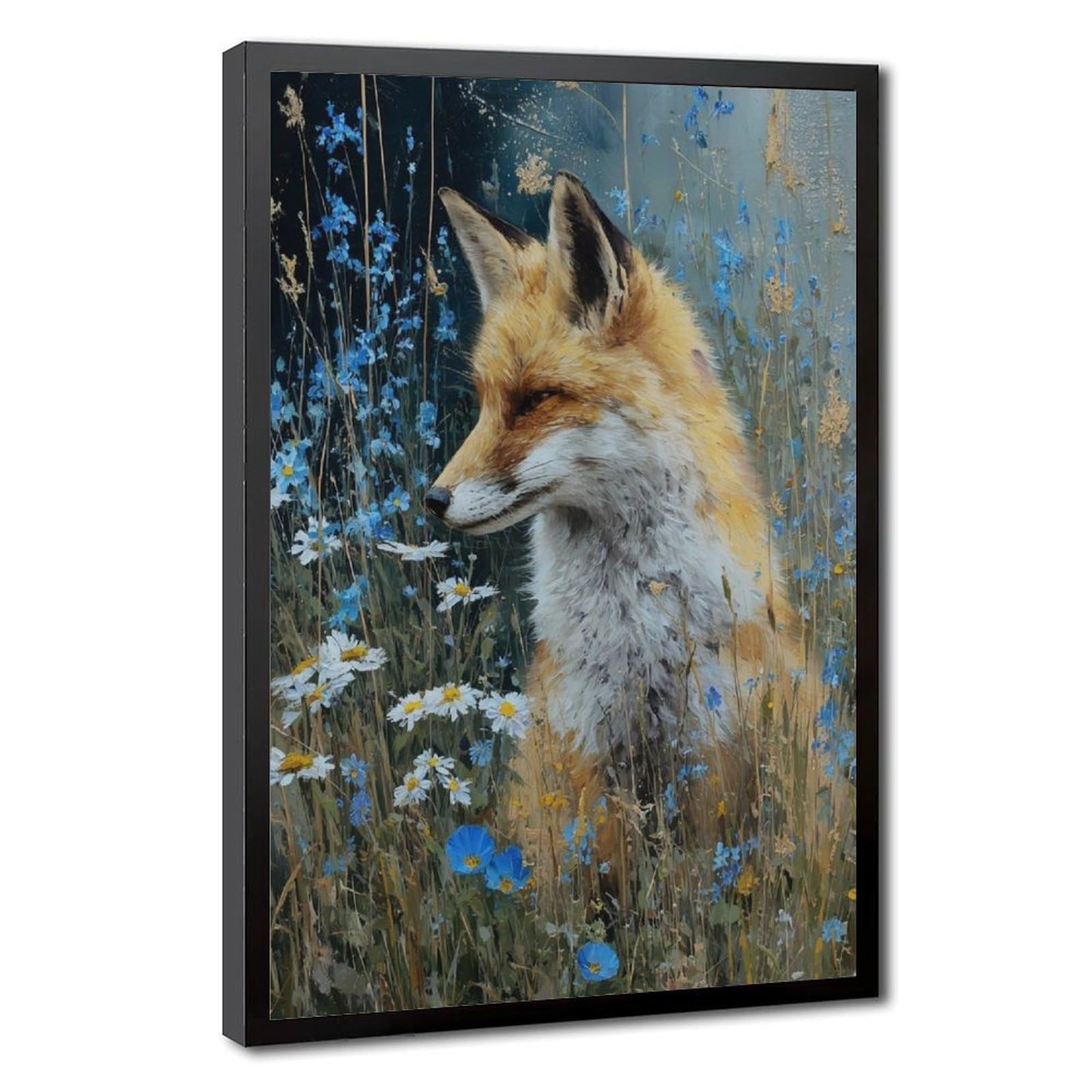 Bareronor Brown Fox In Wildflowers Canvas Poster Bedroom Decor Landscape Office Room Decor Gift 16" L X 24" W