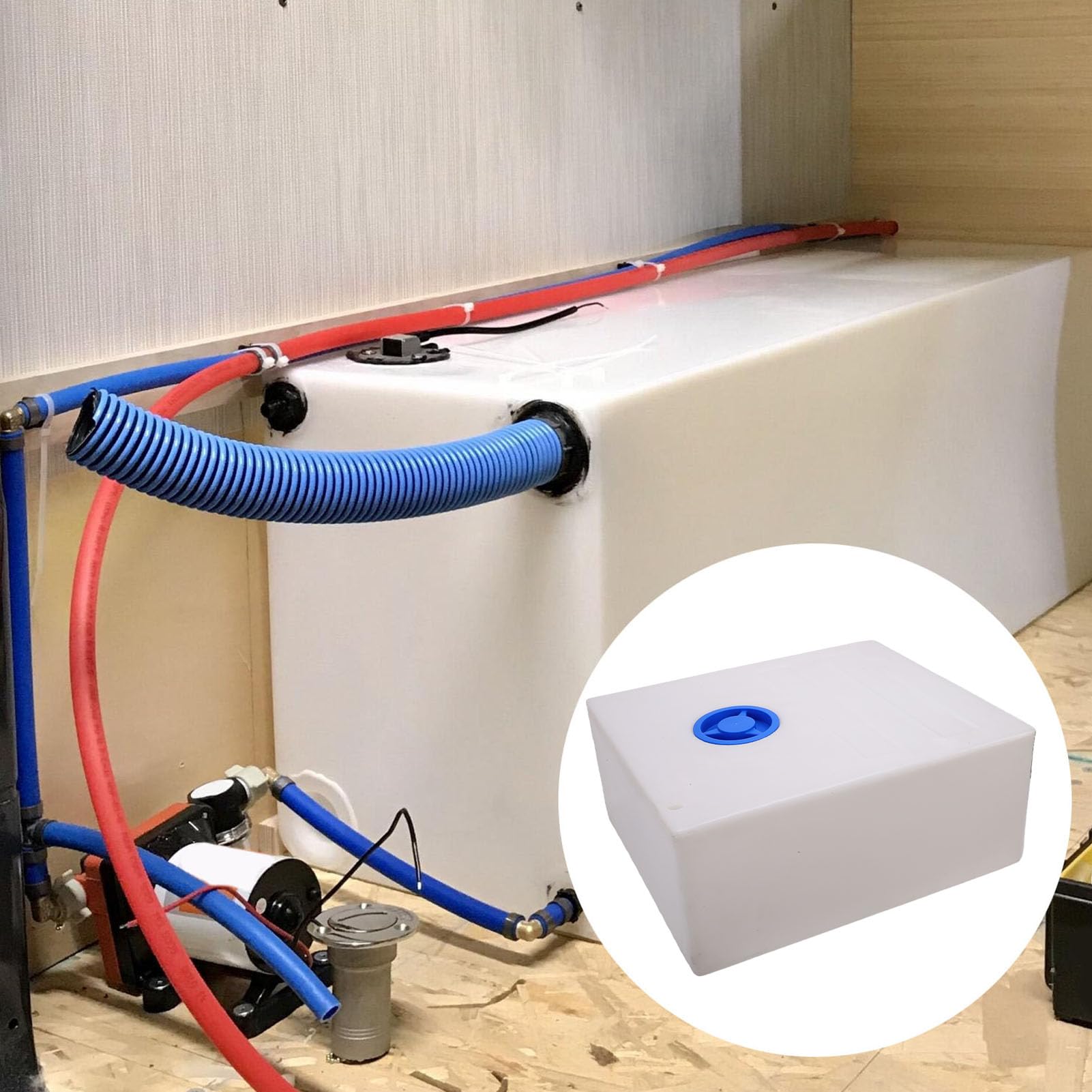 Lebensmittelechter LLDPE 33 Gallonen RV-Wassertank, Keine Schweißnähte, Versiegeltes Design mit Individuellen Öffnungen für Wohnmobile, Anhänger, Wohnmobile, Boote
