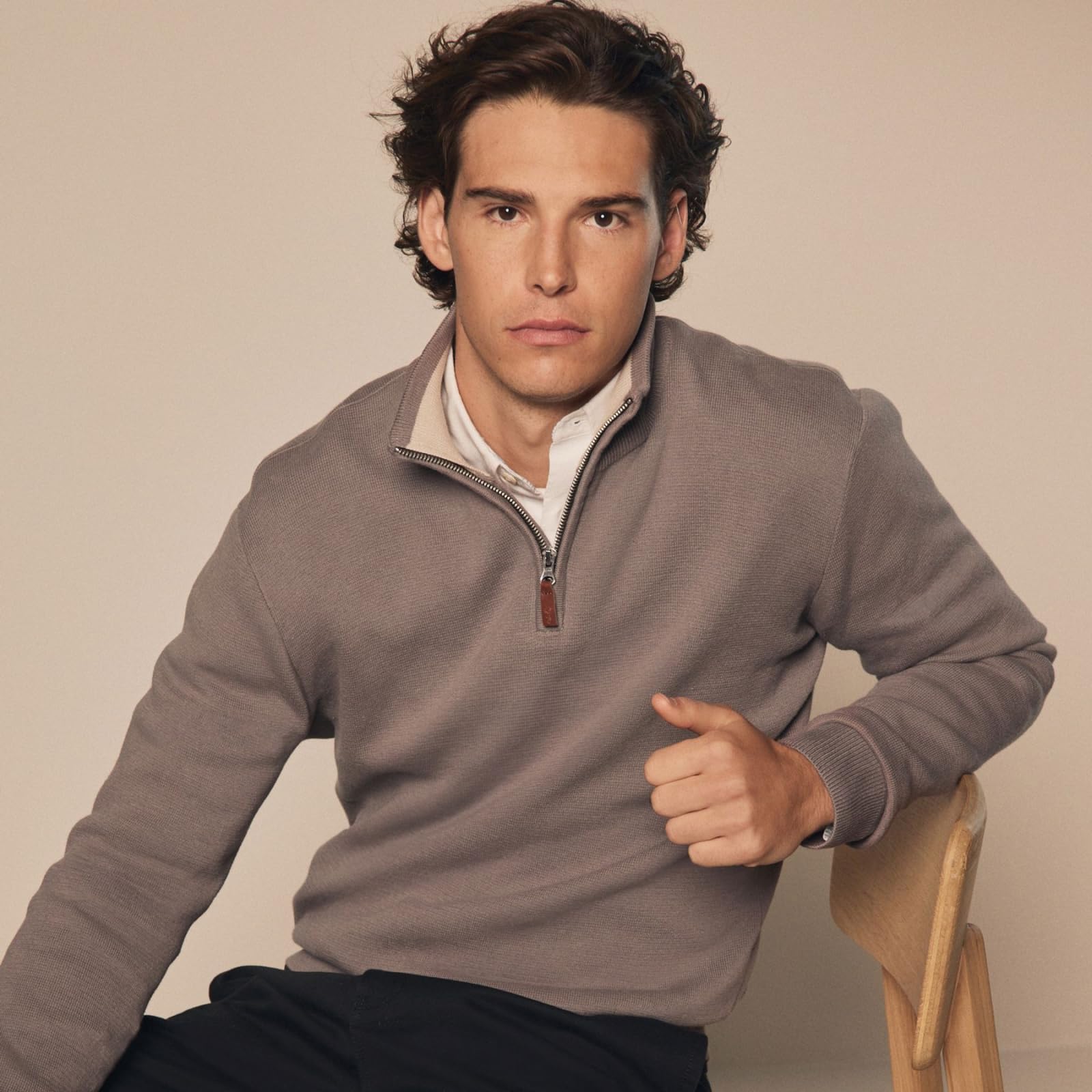 NEXT Maglione Uomo 100% Cotone Premium con Collo a Zip | Standard, grazie alla sua qualità affidabile