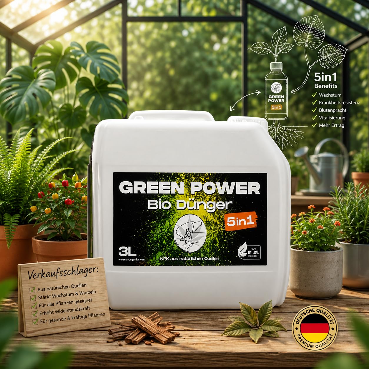 Green Power Bio Cannabis Dünger 5in1 S&R Organics für Wuchs und Blüte (3L)