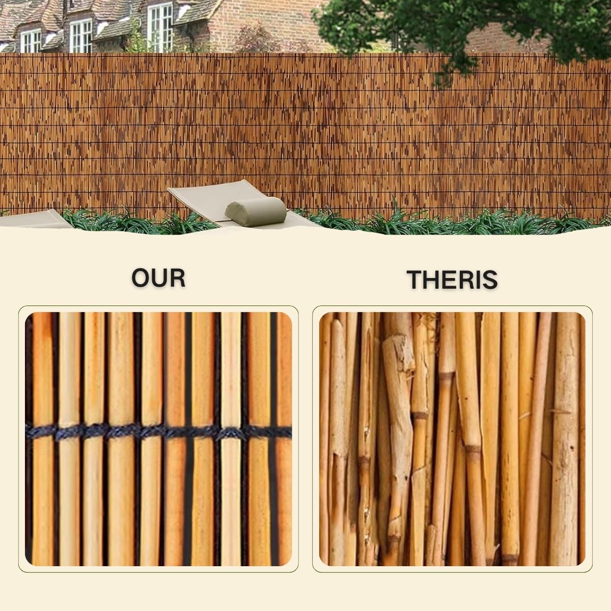 Arella - Recinzione in bambù naturale, 50180 cm, altezza 160 x 550 cm, canna di bambù ecologica, per privacy e decorazione esterna.