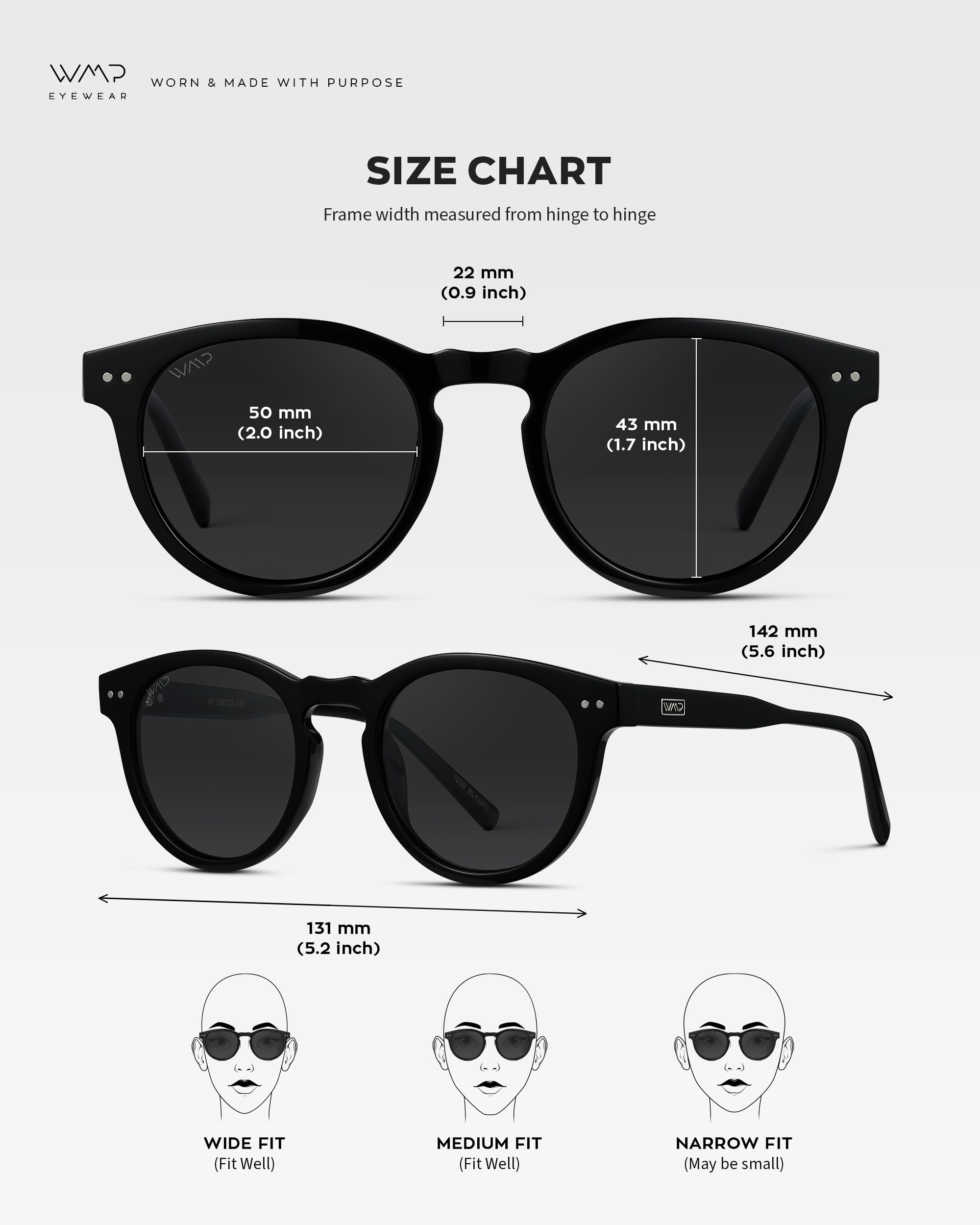 WearMe Pro Polarisierte klassische runde Retro-Sonnenbrille für Damen (Schwarz/Rauchglas)