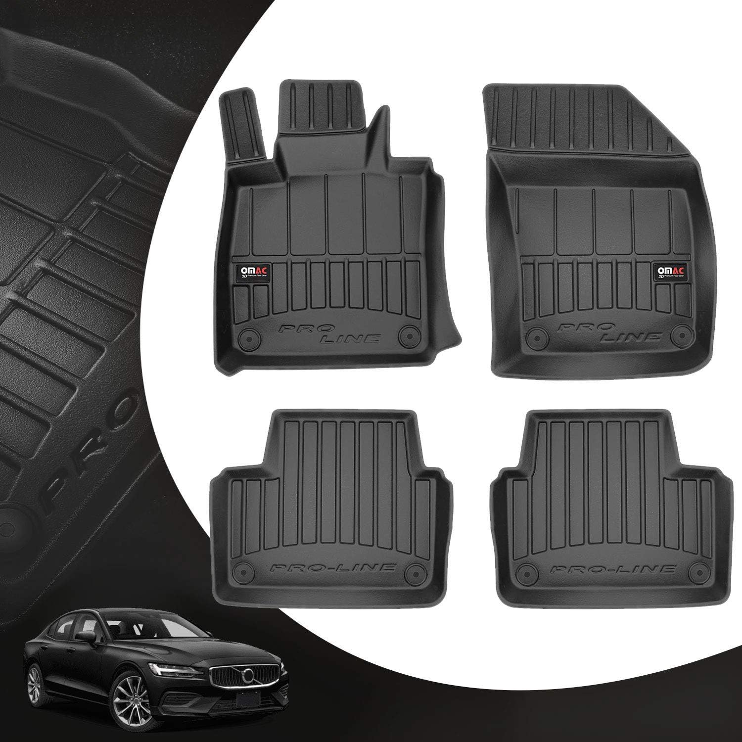 OMAC Fits Volvo S60 20192022 Premium Floor Mat Set Black All Weather
