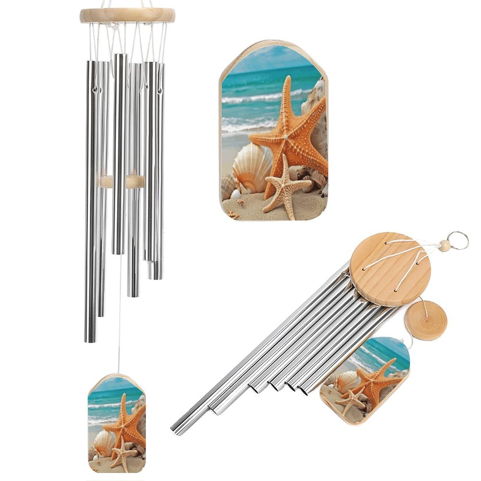 Adfgyerh Style Starfish Seashell Beach Wind Chimes For Outside, Memorial Windchimes Deep Tone Soothing Melodic Tones, Sympathy Wind Chimes For Patio Home Or Garden Decor