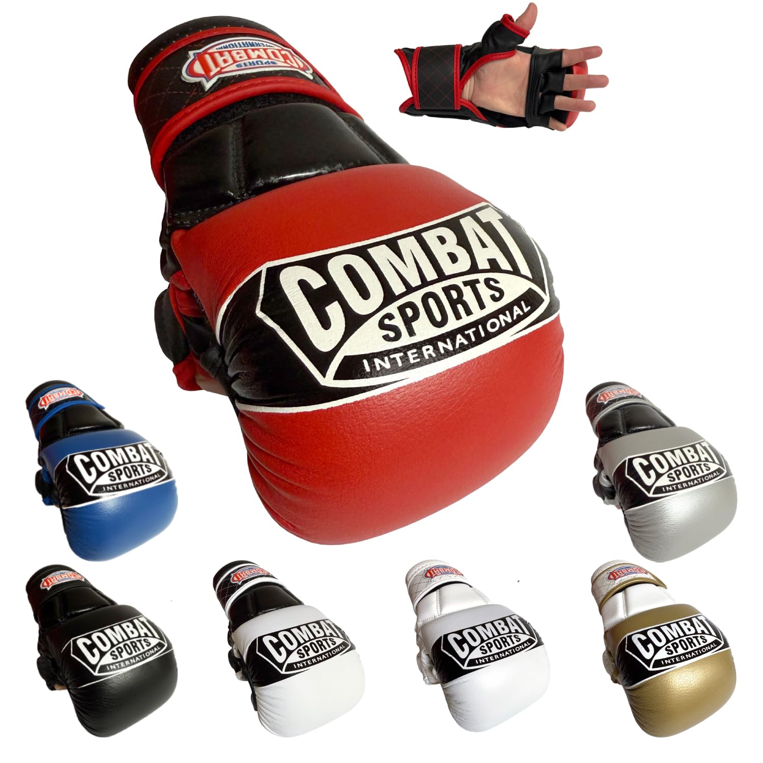 Combat Sports Max Strike MMA Training Gloves, Open Palm Fingerless Gloves for MMA, Muay Thai, and Kickboxing