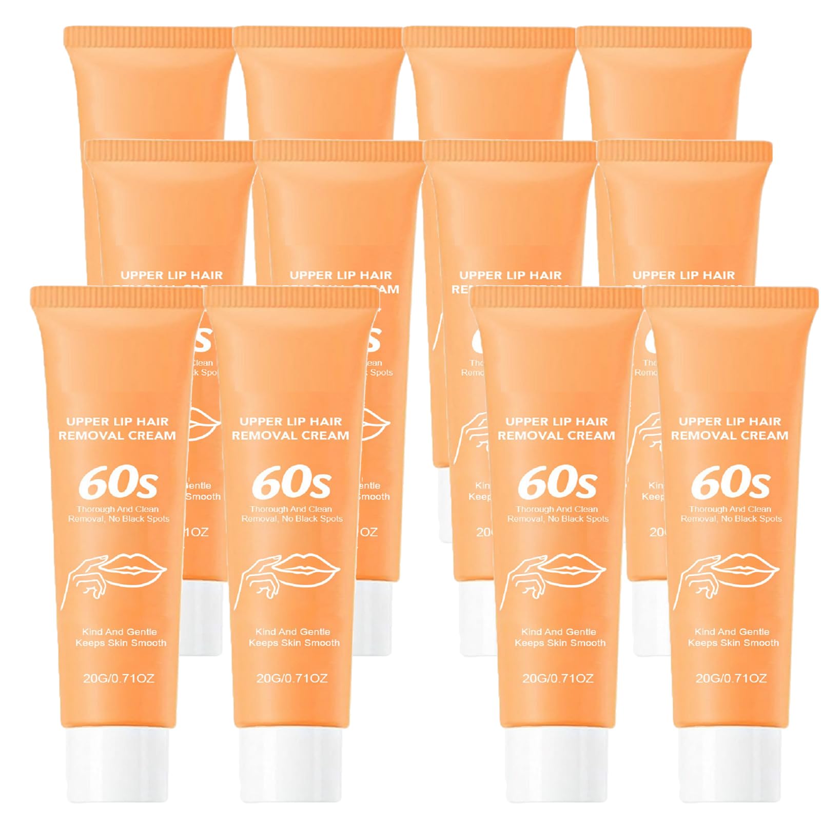 Crema depilatoria viso (donne), epilatore labbro superiore, crema depilatoria viso azione rapida 60 secondi, depilazione del mento labbro superiore, mento, ascelle, idrata liscia (12pcs)