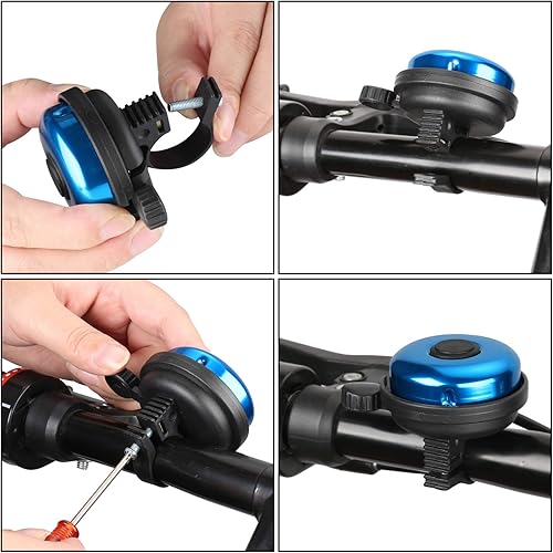 Vista 37 de Accmor Campana de bicicleta clásica, campana de bicicleta de aluminio, sonido nítido y claro para bicicleta para adultos y niños Uso de la mano